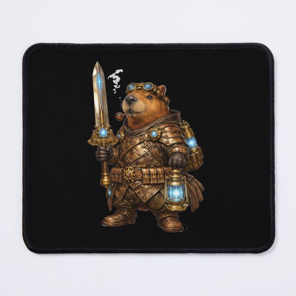 Item preview, Steampunk Capybara Knight – Fantasy Warrior with Crystal Sword designed and sold by Kiziorq.