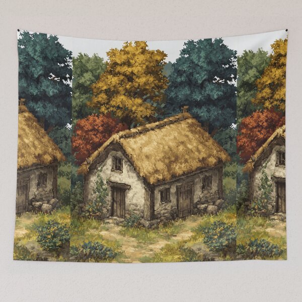 Item preview, Small Stone Cottage in Woods Pixel Art designed and sold by Piotrek0001.