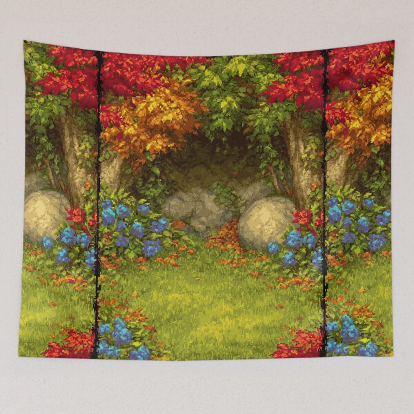 Item preview, Mystical Cave Entrance with Flowers Pixel Art designed and sold by Piotrek0001.