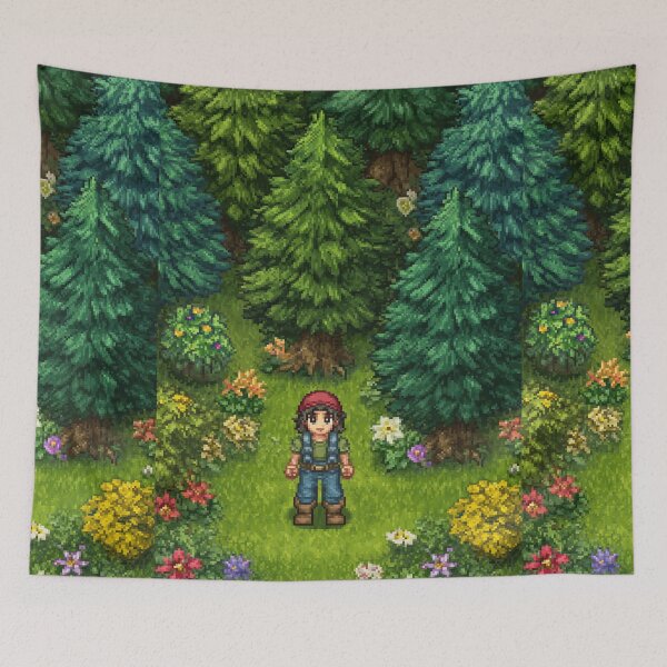 Item preview, Adventurer Walking on Forest Path Pixel Art designed and sold by Piotrek0001.