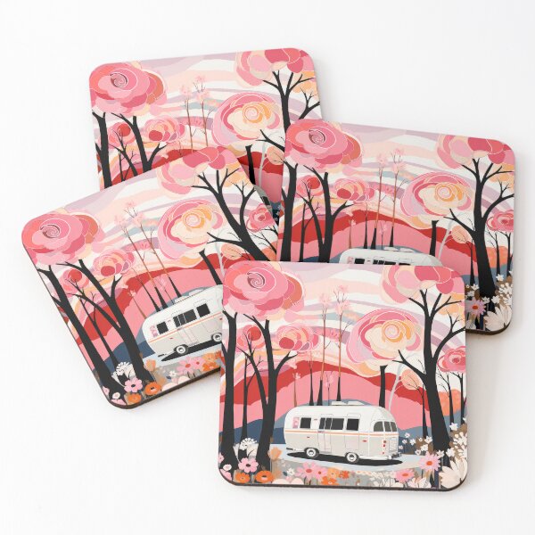 Item preview, Pink Spring - 1970's Retro Folk Art Camping designed and sold by GalleryOXO.