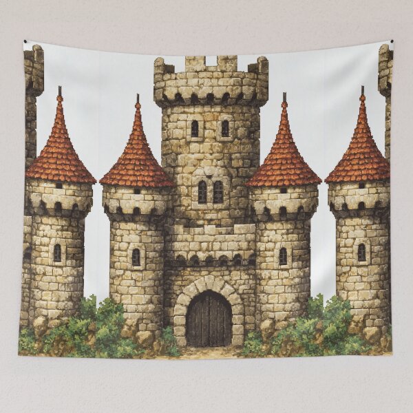 Item preview, Grand Medieval Stone Castle Pixel Art designed and sold by Piotrek0001.