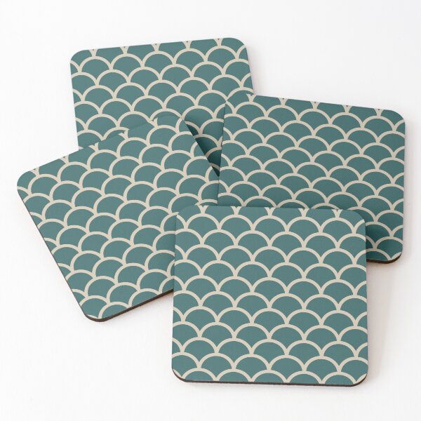 Item preview, Teal And Beige Scales Pattern designed and sold by pattern-archive.