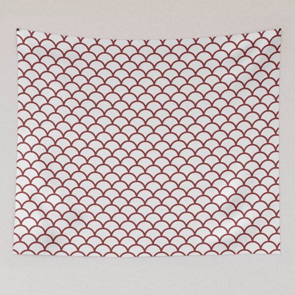 Item preview, White And Brick Red Scales Pattern designed and sold by pattern-archive.