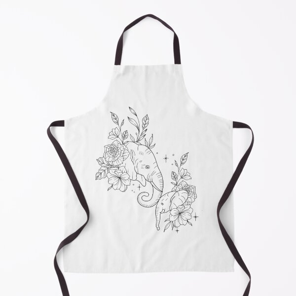 Item preview, Mother & Baby Elephant Floral Line Art designed and sold by MyLittleInkyUk.