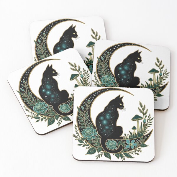 Item preview, Mystical Black Cat Crescent Moon Gothic Botanical Aesthetic designed and sold by TS68.