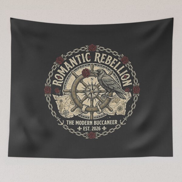 Item preview, The Modern Buccaneer: Raven & Ship's Wheel Vintage Nautical Compass Logo designed and sold by FarDesign.