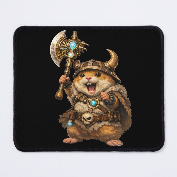 Item preview, Steampunk Hamster Warrior – Cute Viking with Mechanical Axe designed and sold by Kiziorq.