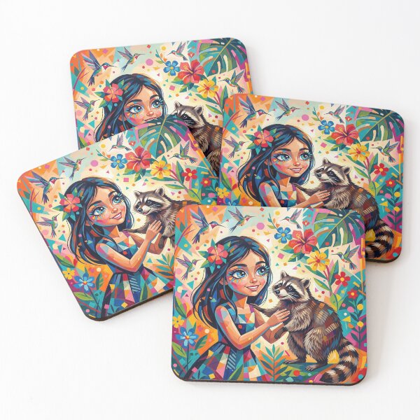 Item preview, Girl with a raccoon in Japanese. designed and sold by Natalia-Vlad.