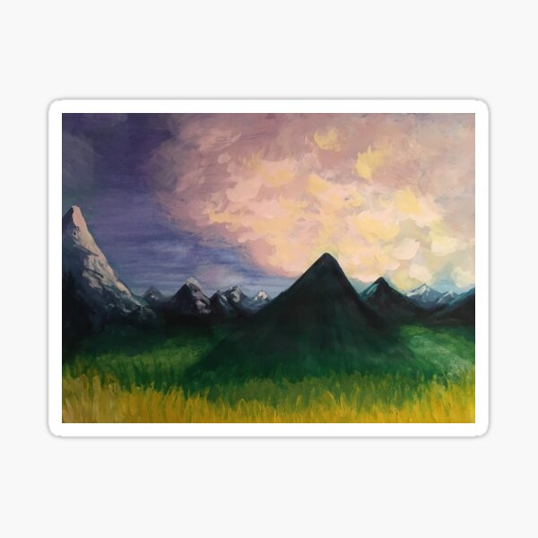 Mountain Morning - original painting by mjh, 2018 Sticker