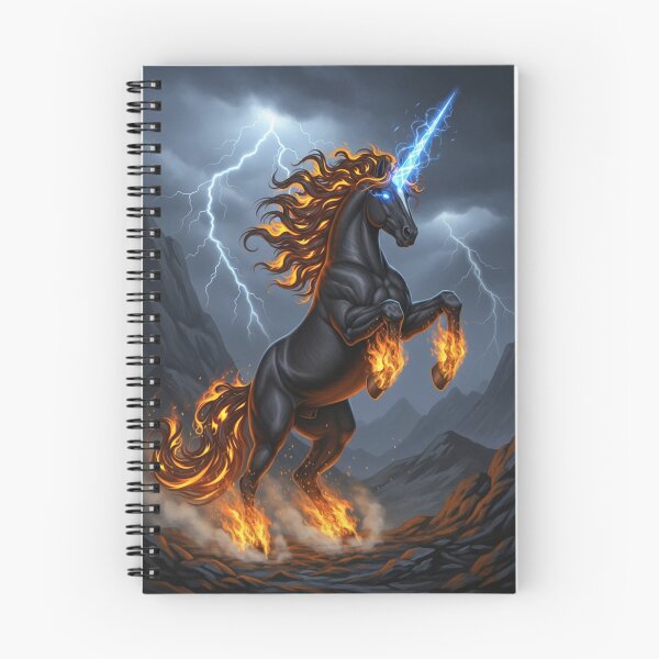 Item preview, Flaming Unicorn Lightning Fantasy Art designed and sold by RiteshOrten.