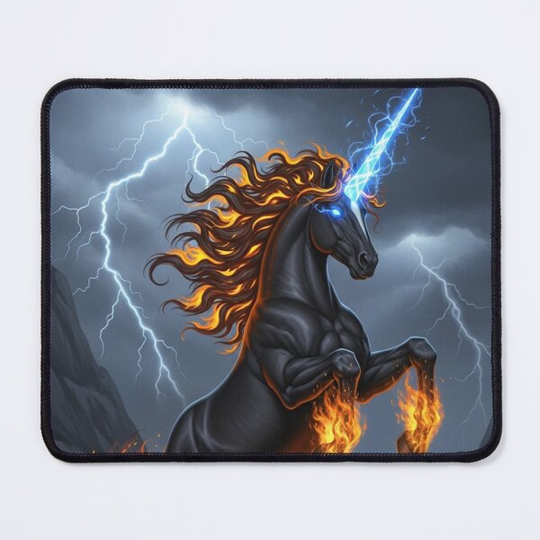 Item preview, Flaming Unicorn Lightning Fantasy Art designed and sold by RiteshOrten.
