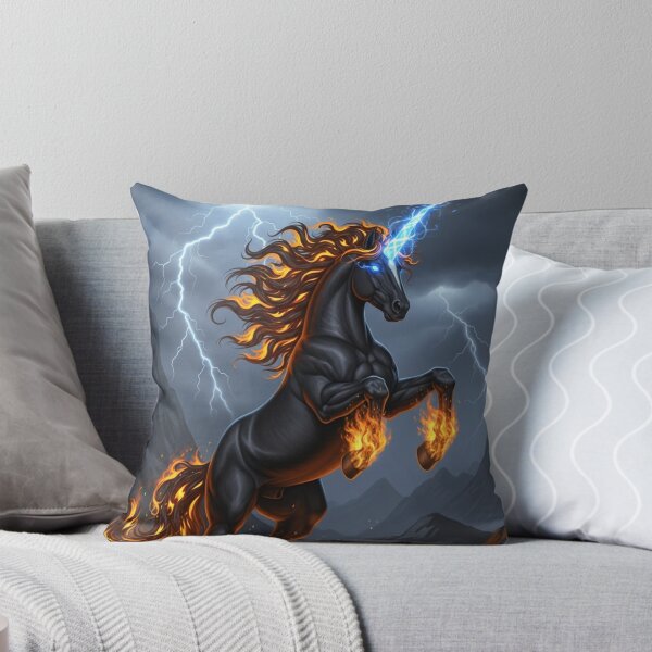 Item preview, Flaming Unicorn Lightning Fantasy Art designed and sold by RiteshOrten.