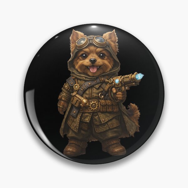 Item preview, Steampunk Yorkie Warrior – Cute Cyber Dog with Goggles designed and sold by Kiziorq.