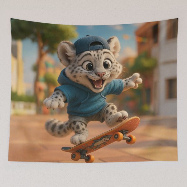 Item preview, Skater Snow Leopard designed and sold by Sillytoe.