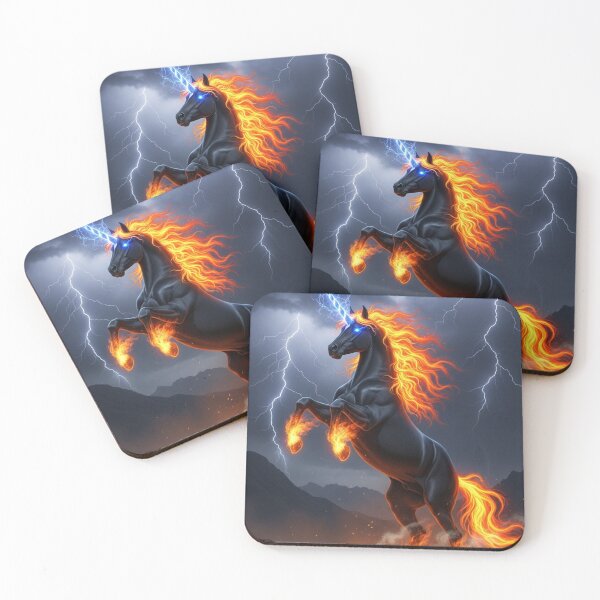 Item preview, Electric Fire Unicorn Storm Illustration designed and sold by RiteshOrten.