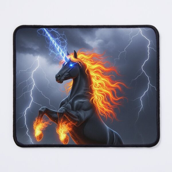Item preview, Electric Fire Unicorn Storm Illustration designed and sold by RiteshOrten.