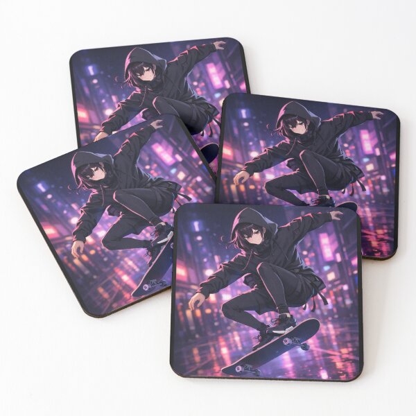 Item preview, Neon Skater Girl Anime Night Trick designed and sold by CyrilloArt.