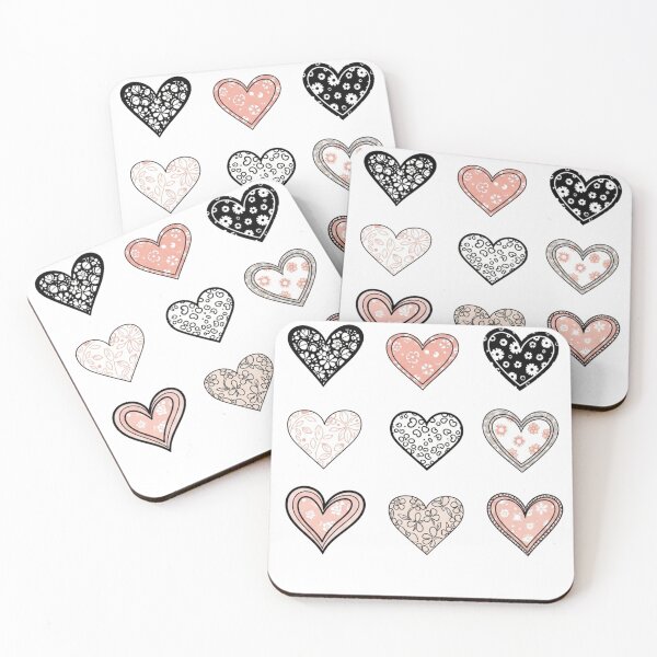 Item preview, Minimalist Heart Sticker Pack – Pink, Black & White Floral Aesthetic Stickers designed and sold by Illustrated Faith.
