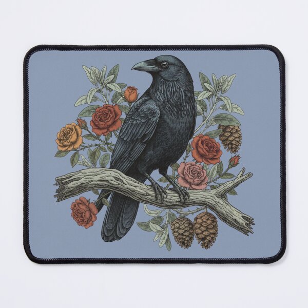 Item preview, Mystical Nature Raven Floral Art designed and sold by BirdsnStuff.