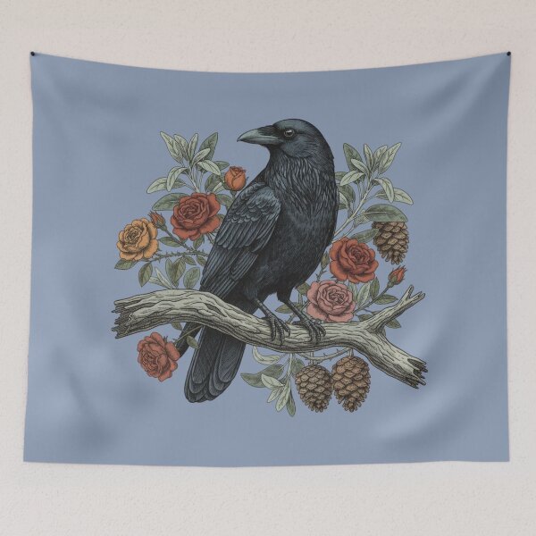 Item preview, Mystical Nature Raven Floral Art designed and sold by BirdsnStuff.
