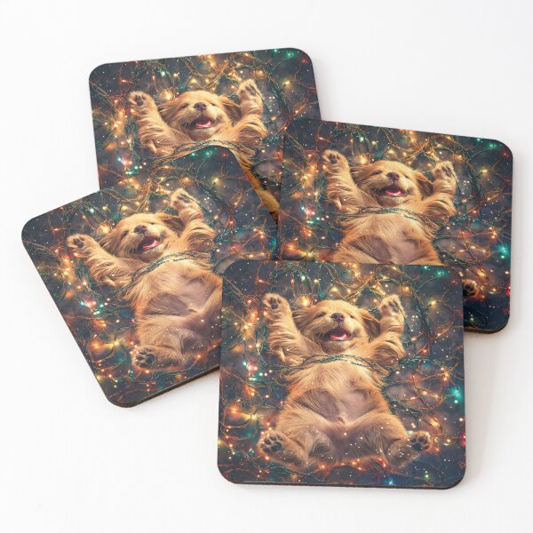 Item preview, Happy Puppy Christmas Lights Bundle of Joy Golden Retriever Holiday designed and sold by DonaldWaltersxx.