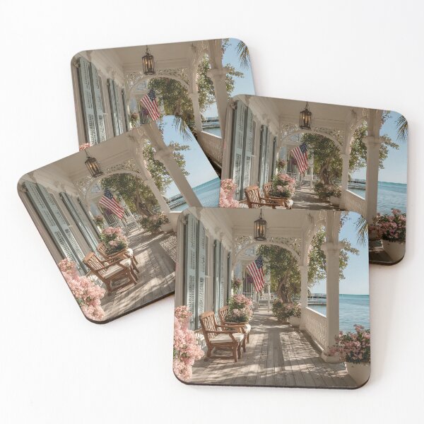 Item preview, Elegant Key West Porch with Ocean View, Tropical Coastal Scene with Bougainvillea designed and sold by daila70.
