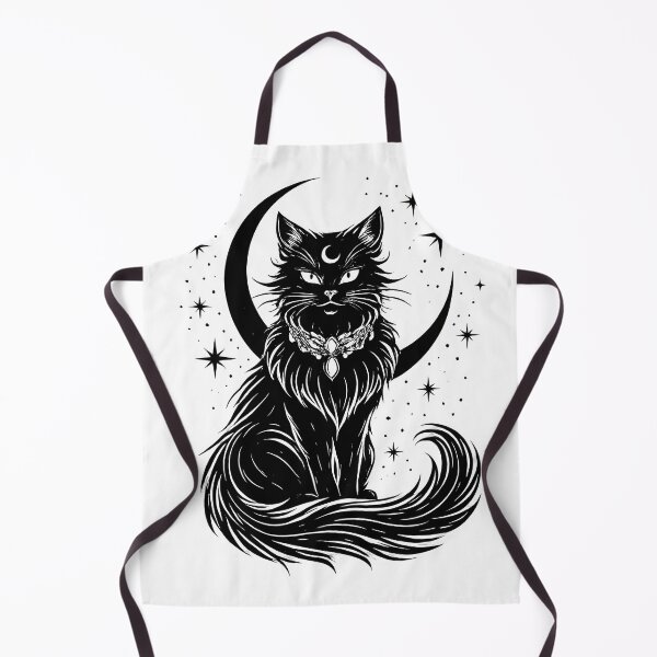 Item preview, Black Mystic Cat with Crescent Moon | Gothic Witchy Cat Illustration | Celestial Night Aesthetic designed and sold by Cat-astrophes.