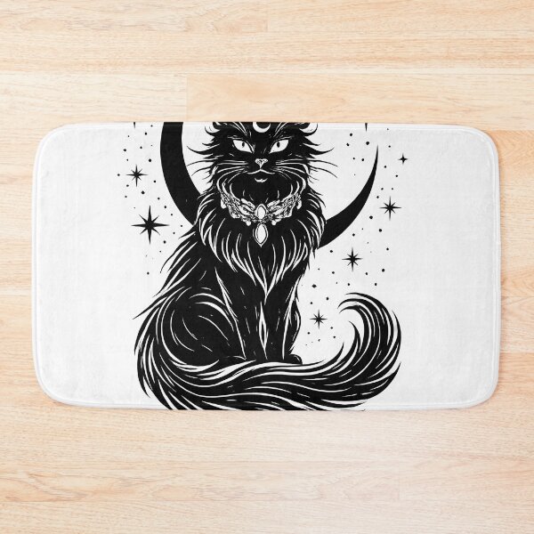 Item preview, Black Mystic Cat with Crescent Moon | Gothic Witchy Cat Illustration | Celestial Night Aesthetic designed and sold by Cat-astrophes.