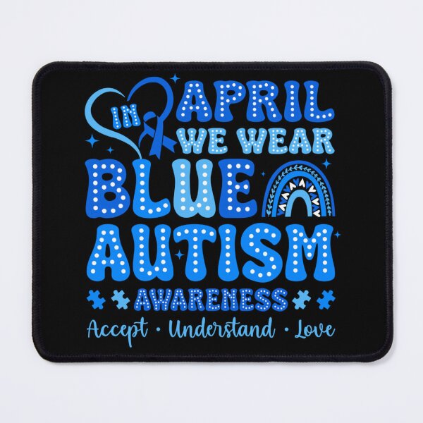 Item preview, Retro Autism Awareness Rainbow - In April We Wear Blue designed and sold by Ali-printshop.