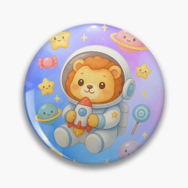 Item preview, Cute Lion Astronaut with Rocket – Kawaii Pastel Space Galaxy Art designed and sold by p-frosty-design.