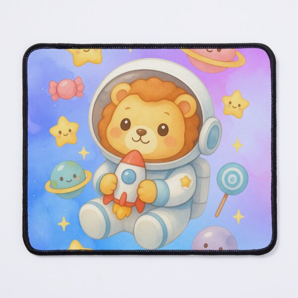 Item preview, Cute Lion Astronaut with Rocket – Kawaii Pastel Space Galaxy Art designed and sold by p-frosty-design.