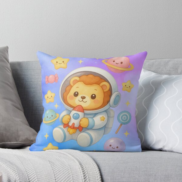Item preview, Cute Lion Astronaut with Rocket – Kawaii Pastel Space Galaxy Art designed and sold by p-frosty-design.
