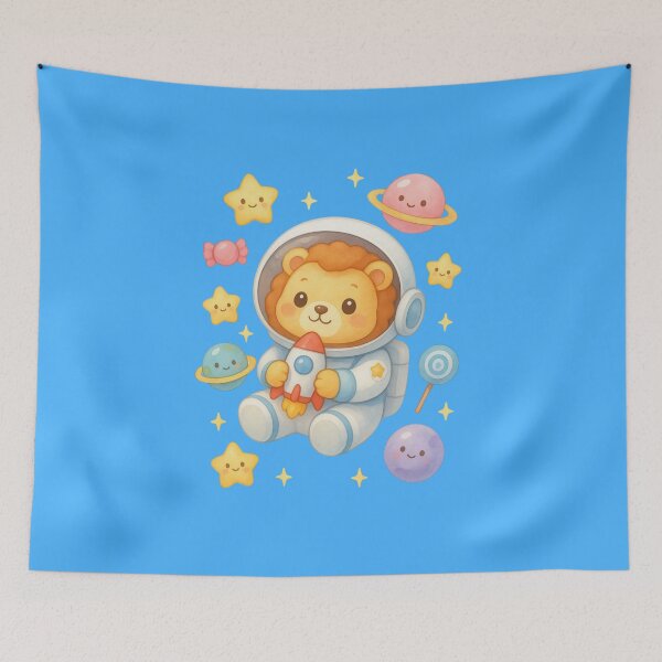 Item preview, Cute Lion Astronaut with Rocket – Kawaii Pastel Space Galaxy Art designed and sold by p-frosty-design.