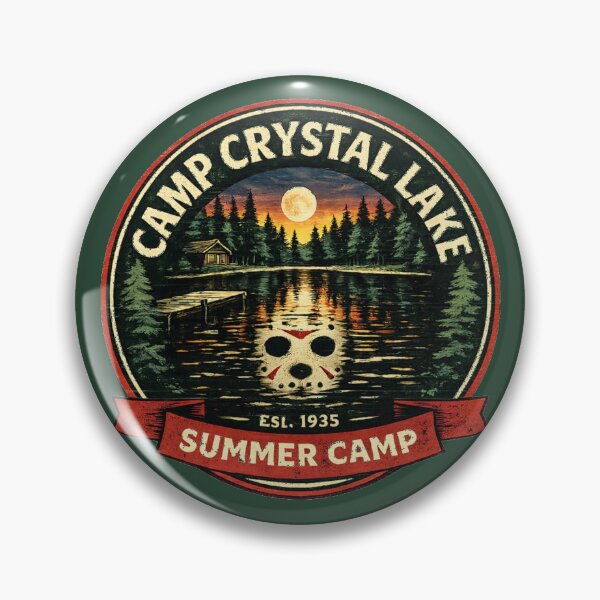 Item preview, Camp Crystal Lake Retro Summer Camp Badge Horror Parody Shirt designed and sold by GhostDawgs.