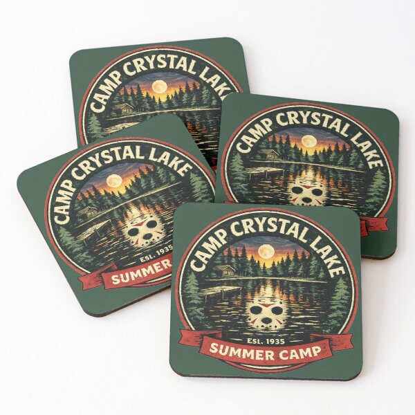 Item preview, Camp Crystal Lake Retro Summer Camp Badge Horror Parody Shirt designed and sold by GhostDawgs.