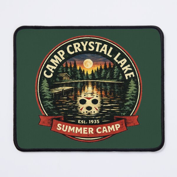 Item preview, Camp Crystal Lake Retro Summer Camp Badge Horror Parody Shirt designed and sold by GhostDawgs.