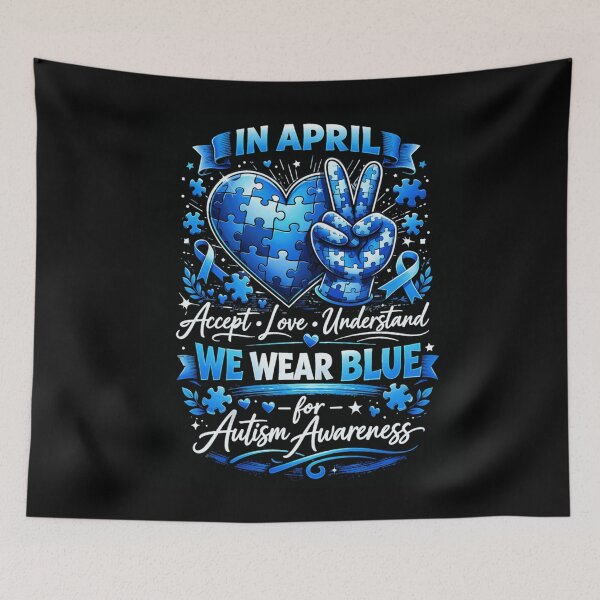 Item preview, in April We Wear Blue Autism Awareness Men Women Kids Autism designed and sold by Ali-printshop.