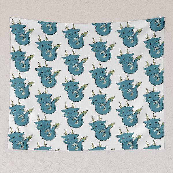 Item preview, Cozy baby dragon - sleepy blue forest dragon designed and sold by aziza-doodles.