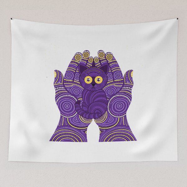 Item preview, Purple Mandala Cat Hands Dot Art designed and sold by Stellar Geometry.