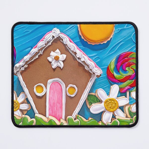 Item preview, Gingerbread House with Lollipops Cookies Frosting Painting designed and sold by Whimsical Food Paintings by Kim Testone.