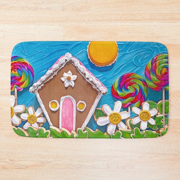 Item preview, Gingerbread House with Lollipops Cookies Frosting Painting designed and sold by Whimsical Food Paintings by Kim Testone.