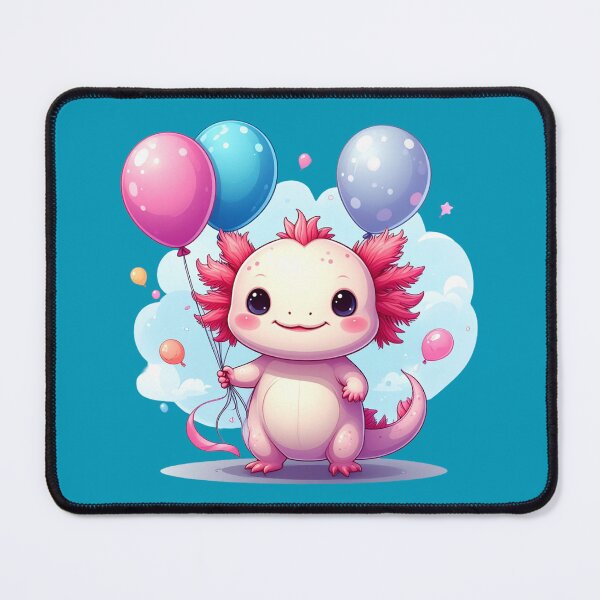 Item preview, Cute Axolotl with Balloons – Kawaii Birthday Axolotl designed and sold by TripleMoonCrafts.