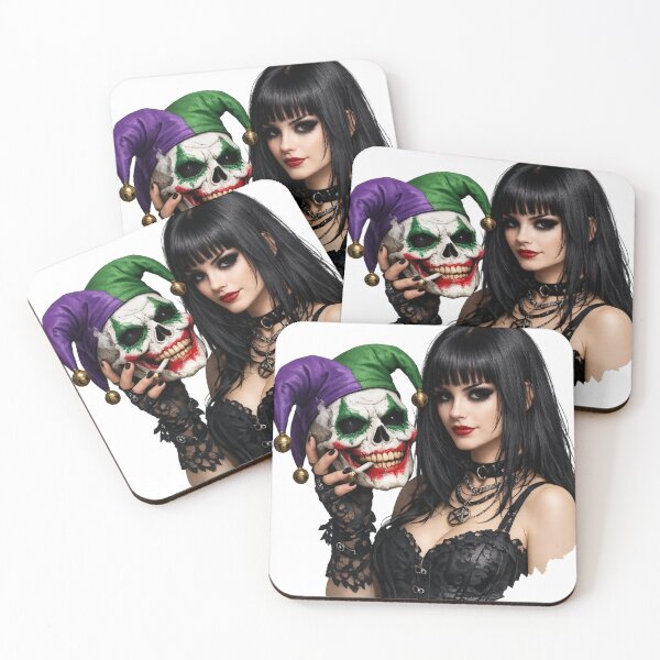 Item preview, Gothic Woman Holding Joker Skull Graphic designed and sold by Shirtaholism.