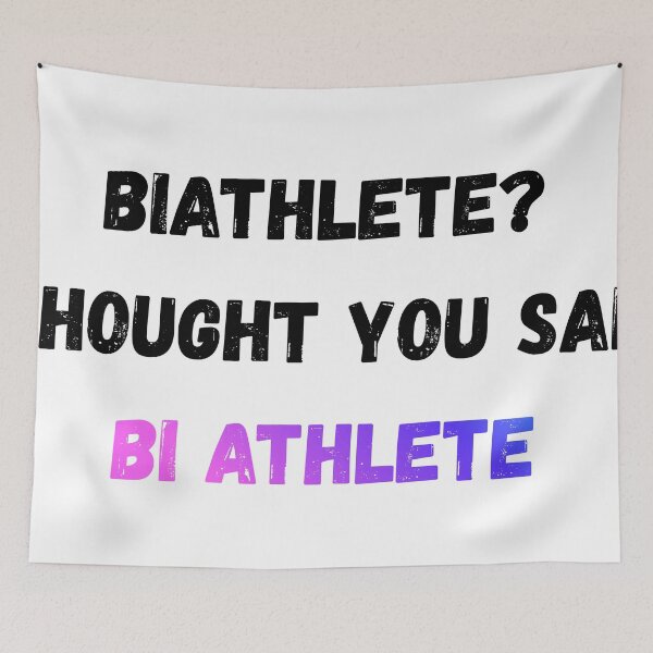 Item preview, bi-athlete? designed and sold by RedBibSkiMemes.