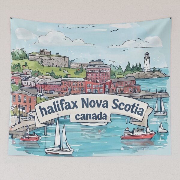 Item preview, Halifax Nova Scotia Canada Cute Watercolor Skyline Landscape designed and sold by HowToCanadian.