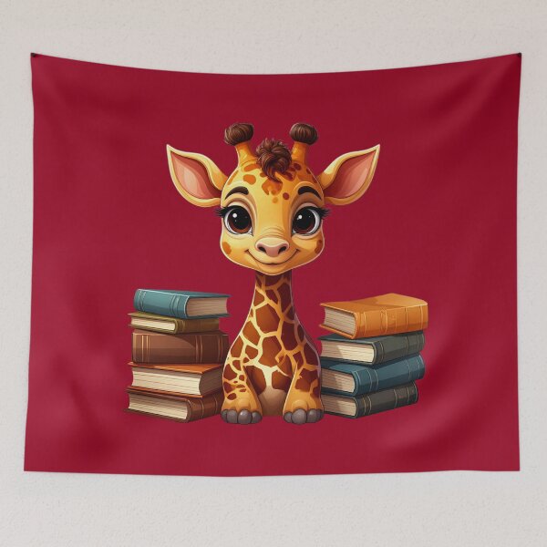 Item preview, Cute Baby Giraffe with Books – Adorable Bookworm Giraffe designed and sold by TripleMoonCrafts.