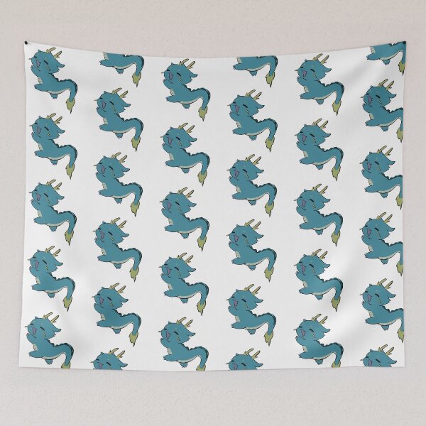 Item preview, Cute happy dragon - magical floating blue baby dragon designed and sold by aziza-doodles.