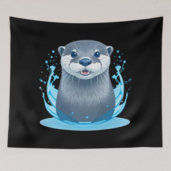 Item preview, Cute Otter Water Splash – Adorable Happy Otter designed and sold by TripleMoonCrafts.