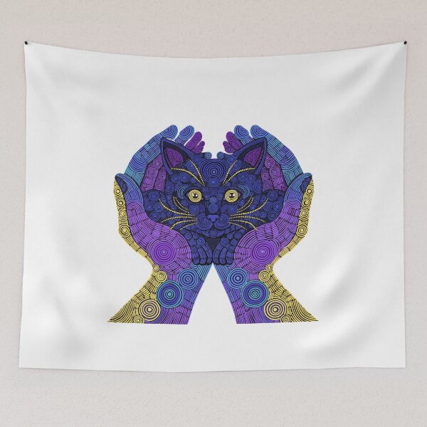 Item preview, Purple Mandala Cat Hands Dot Art designed and sold by Stellar Geometry.